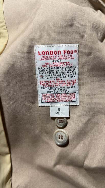 Vintage 80’s London Fog Maincoats Double Breasted Trench Coat with Belt Size 8 P - Picture 7 of 7